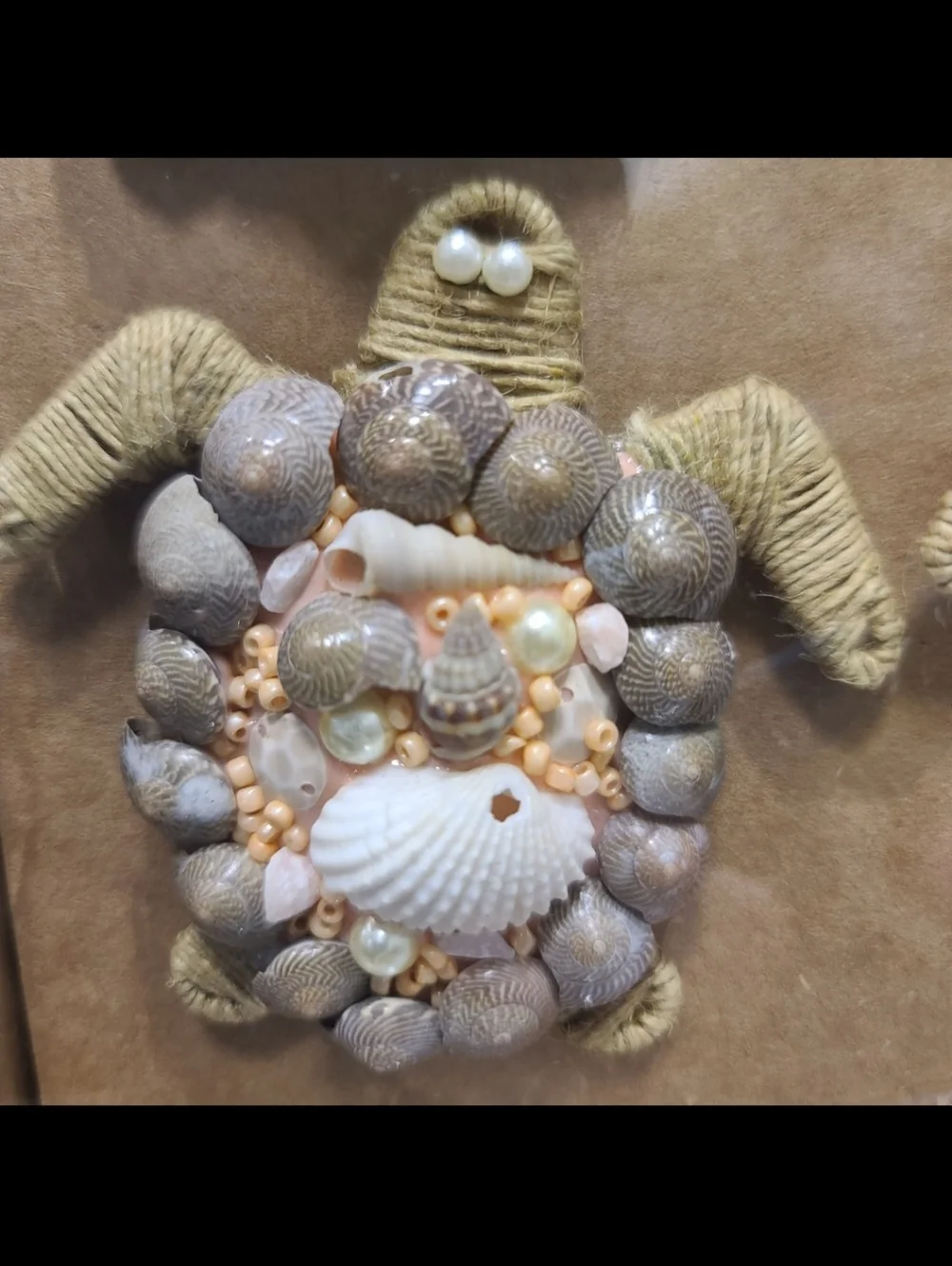 ×4 Coastal Collection Beaded Sea Turtle Seashell Jute Napkin Ring Set NEW